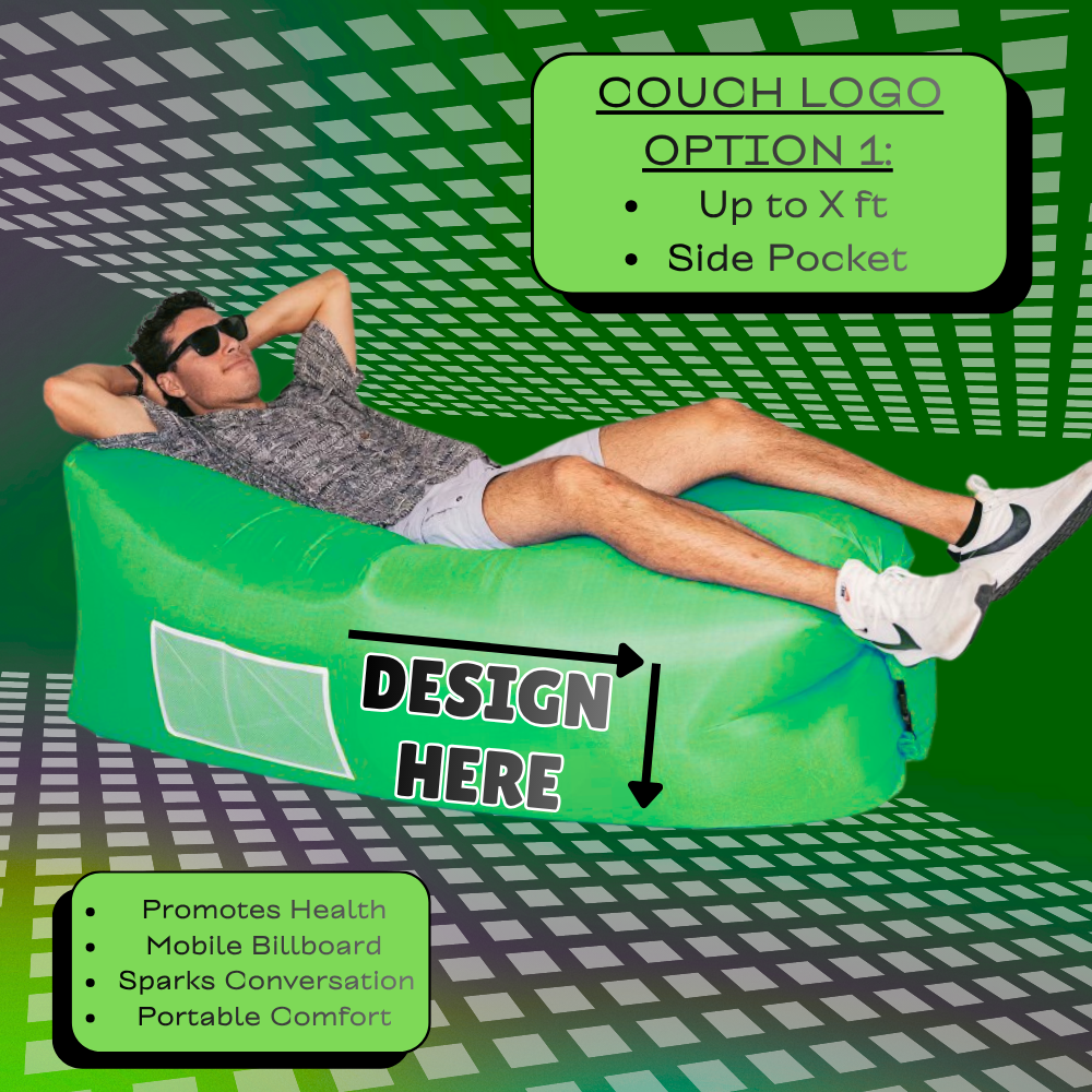 Logo Lounger V1 - No Air Pump Needed, Air Sofa, Wind Lounger, Inflatable Beach Couch, Wind Couch,