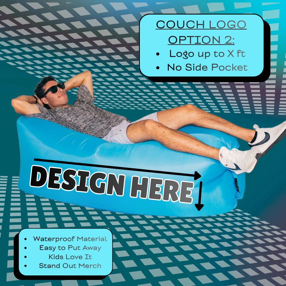 Logo Lounger V1 - No Air Pump Needed, Air Sofa, Wind Lounger, Inflatable Beach Couch, Wind Couch,