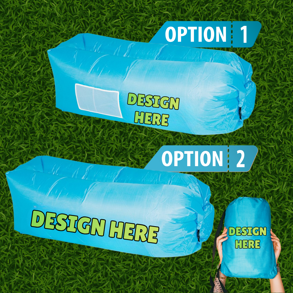Logo Lounger V1 - No Air Pump Needed, Air Sofa, Wind Lounger, Inflatable Beach Couch, Wind Couch,