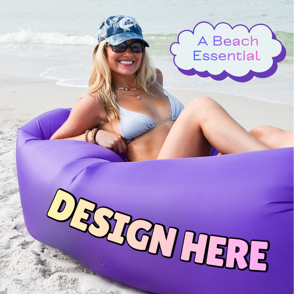 Logo Lounger V1 - No Air Pump Needed, Air Sofa, Wind Lounger, Inflatable Beach Couch, Wind Couch,