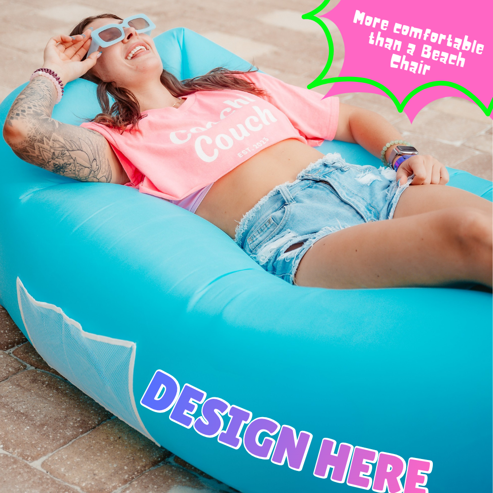 Logo Lounger V1 - No Air Pump Needed, Air Sofa, Wind Lounger, Inflatable Beach Couch, Wind Couch,
