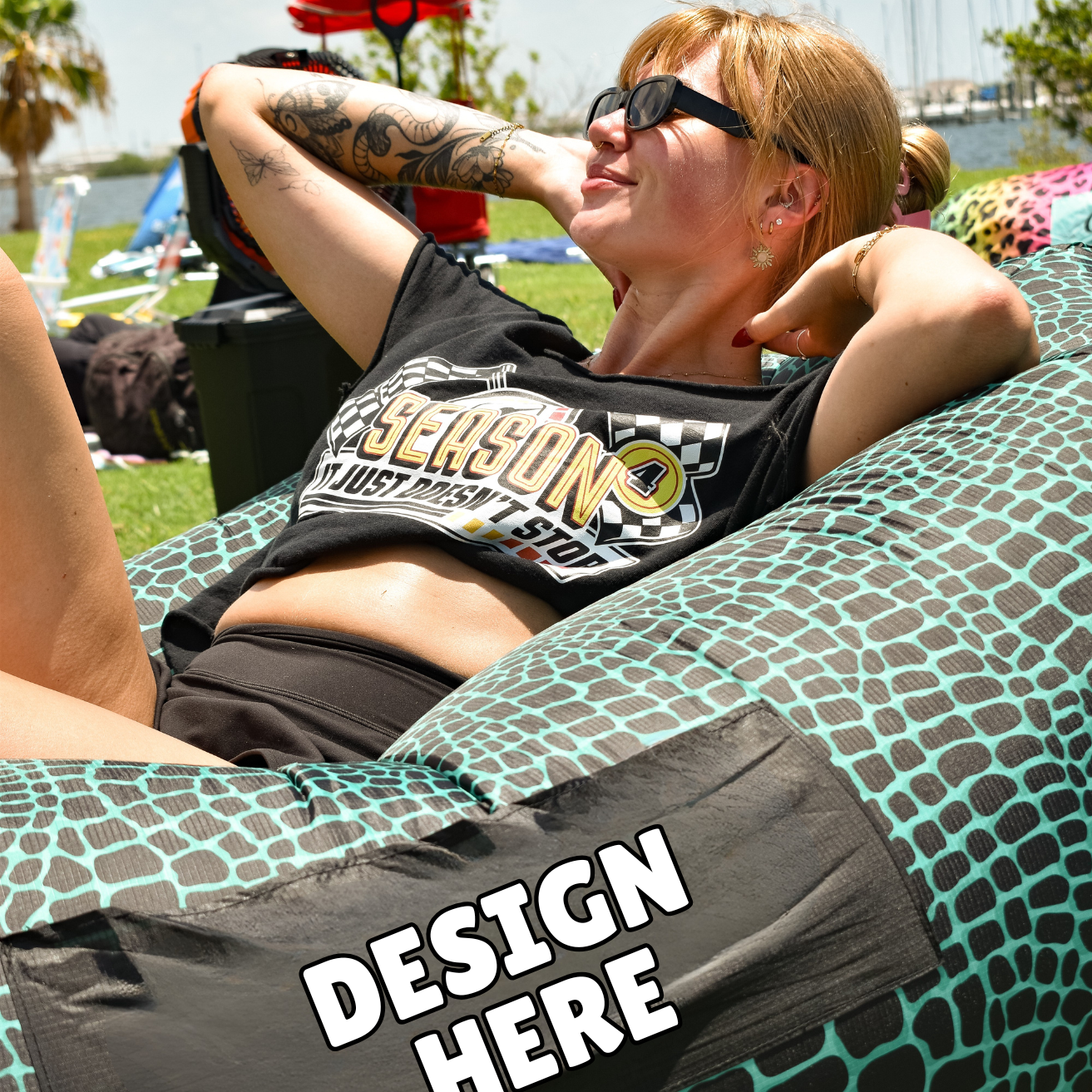 Logo Lounger V2 - Fully Customisable Air Hammock, Wind Couch, Inflatable Couch, Air Sofa