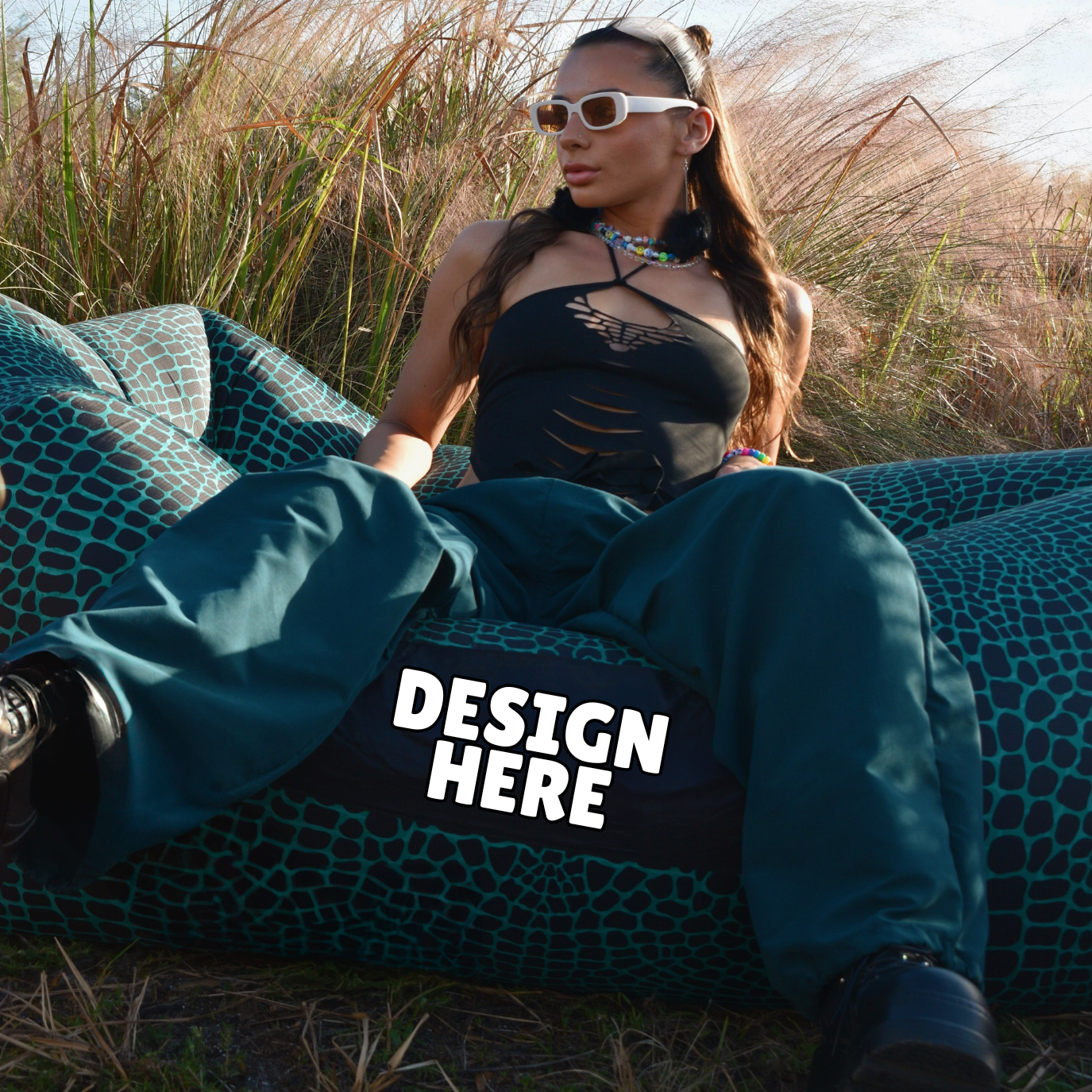Logo Lounger V2 - Fully Customisable Air Hammock, Wind Couch, Inflatable Couch, Air Sofa